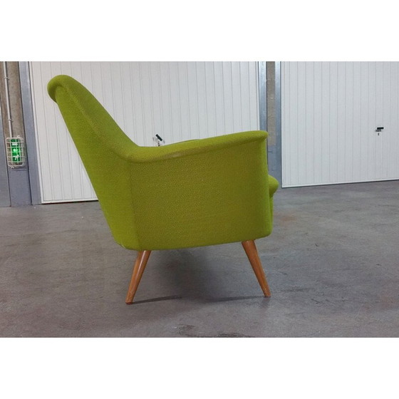 Image 1 of Canapé cocktail en teck et tissu vert