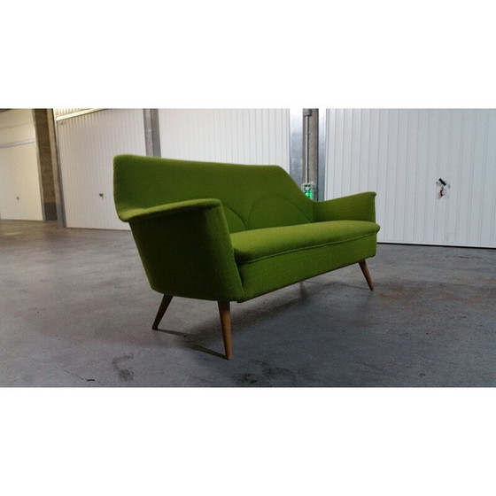 Image 1 of Canapé cocktail en teck et tissu vert