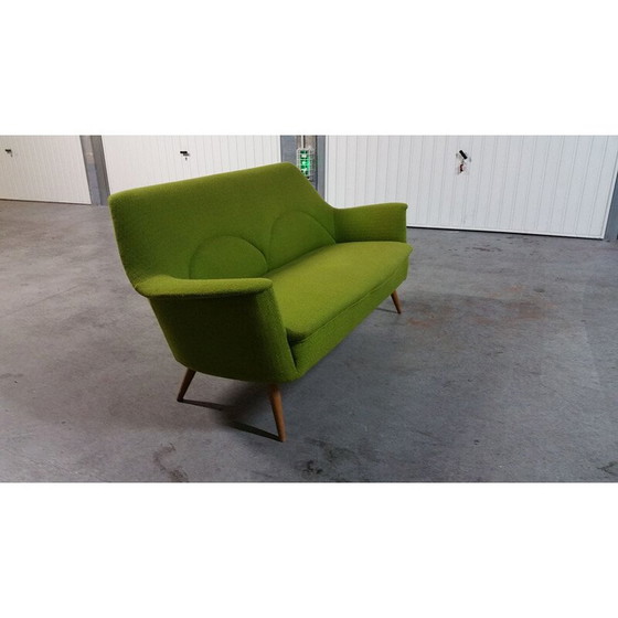 Image 1 of Canapé cocktail en teck et tissu vert