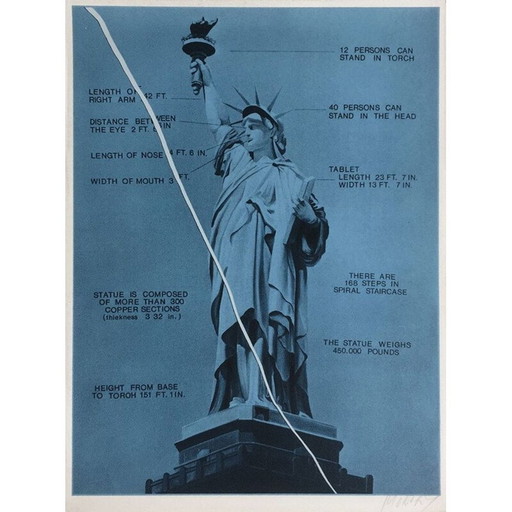 Sérigraphie vintage "Statue de la Liberté" par Jacques Monory, 1976