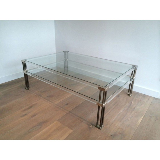 Image 1 of Table basse vintage en chrome et plexiglas, 1970