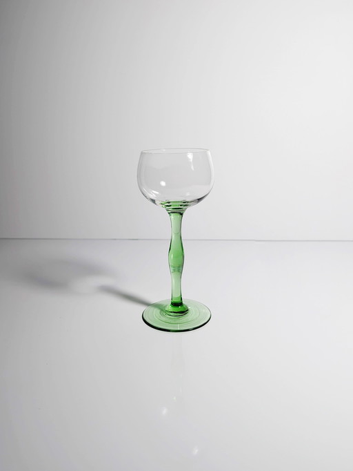 5X Verres à vin Vintage Art Nouveau Peter Behrens Style Vert 17Cm 1900 Fait main 1910 Vin blanc Vin rouge