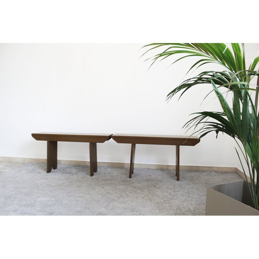 Paire de bancs en épicéa, Italie 1950