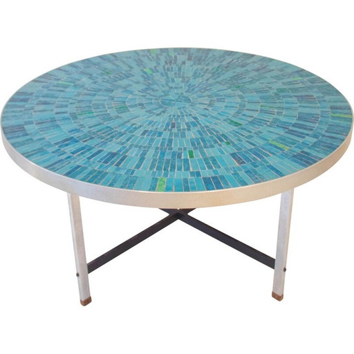 Table basse vintage en mosaïque bleue par Berthold Müller-Oerlinghausen, Allemagne, années 1960