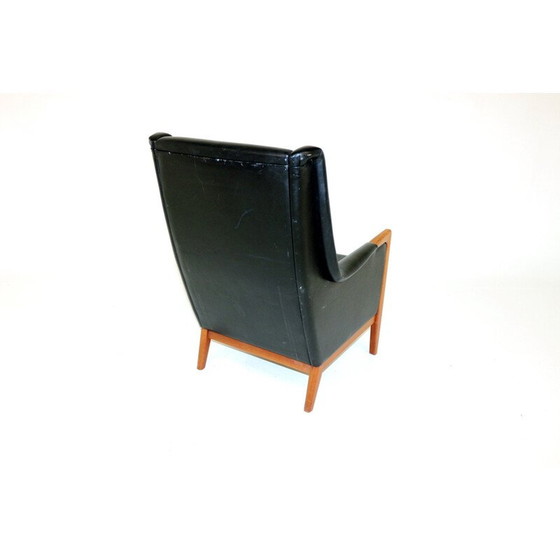 Image 1 of Fauteuil vintage en cuir patiné, Suède 1960