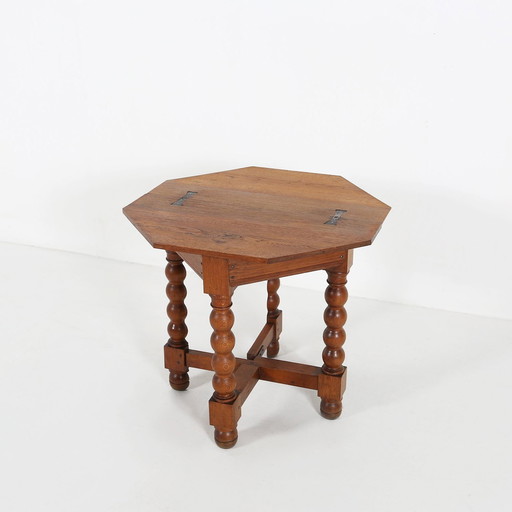 Table pliante octogonale en chêne massif, Ca. 1850