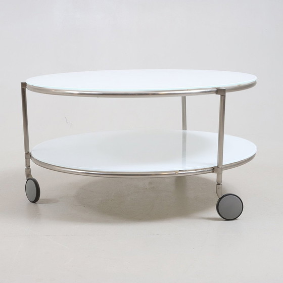 Image 1 of Table À Café Ronde En Verre Opalin  Ehlen Johanson Pour Ikea1980 Suède