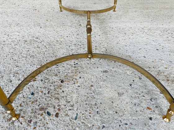 Image 1 of Mid Century , Table basse vintage en marbre et laiton, 1960S