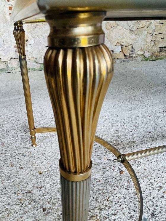 Image 1 of Mid Century , Table basse vintage en marbre et laiton, 1960S