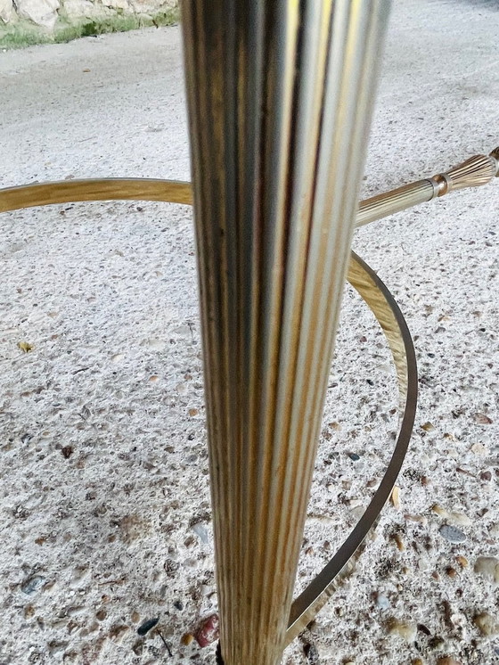 Image 1 of Mid Century , Table basse vintage en marbre et laiton, 1960S