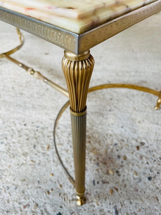 Image 1 of Mid Century , Table basse vintage en marbre et laiton, 1960S