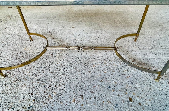 Image 1 of Mid Century , Table basse vintage en marbre et laiton, 1960S