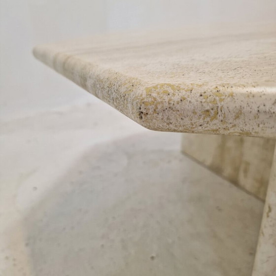 Image 1 of Table basse octogonale italienne en travertin, 1980