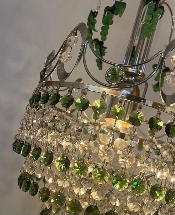 Image 1 of Vintage Green Grapes Murano Chandelier Suspension Lamp Crystal