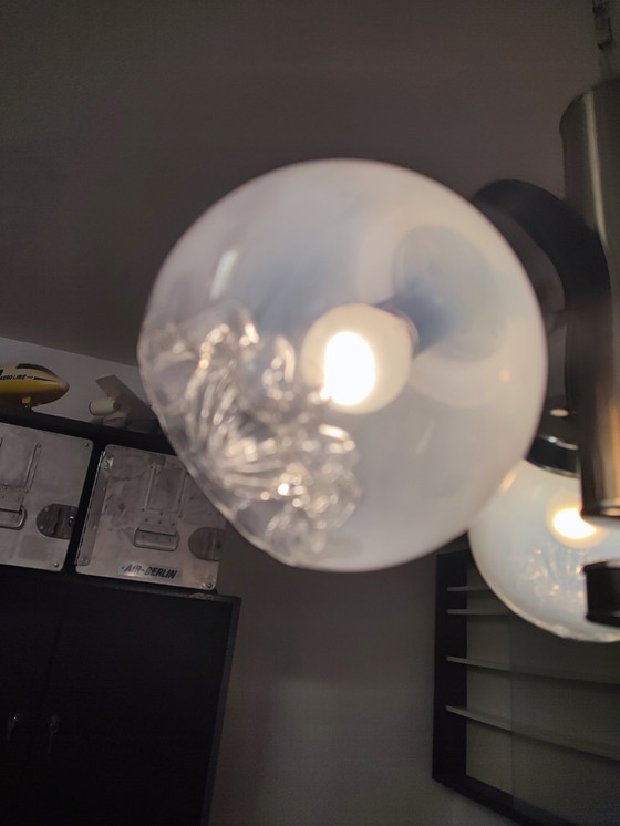 Image 1 of Lustre Italien 3 Boules Crystal et Chrome