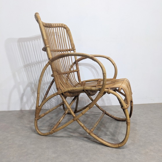 Image 1 of Fauteuil en rotin et bambou.