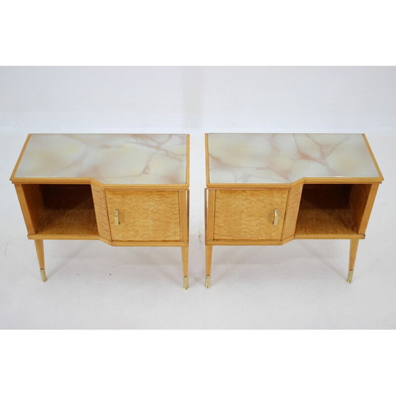 Image 1 of Paire de tables de chevet vintage en finition brillante, Italie 1960