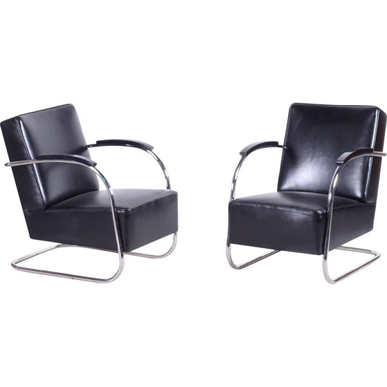 Image 1 of Fauteuil en cuir Bauhaus vintage de Mücke Melder, Tchécoslovaquie, années 1930