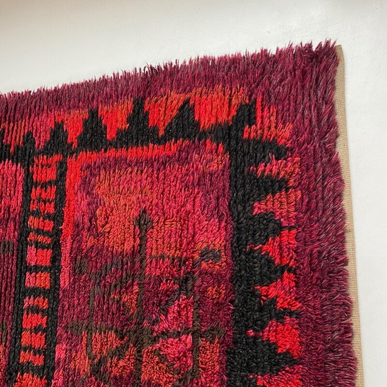 Image 1 of Tapis abstrait scandinave à poils longs Rya, Suède, années 1960