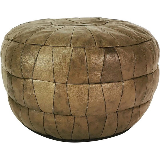 Image 1 of Pouf vintage en cuir patchwork, Allemagne 1970