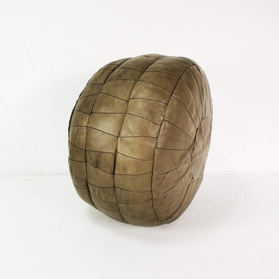 Image 1 of Pouf vintage en cuir patchwork, Allemagne 1970