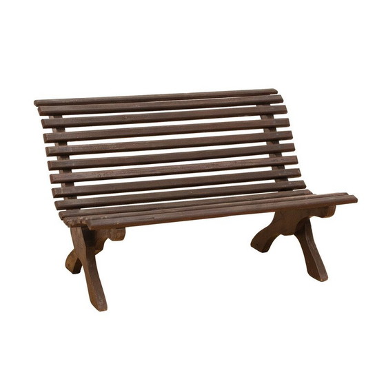 Image 1 of Banc de jardin vintage en pin teinté, Tchécoslovaquie 1980