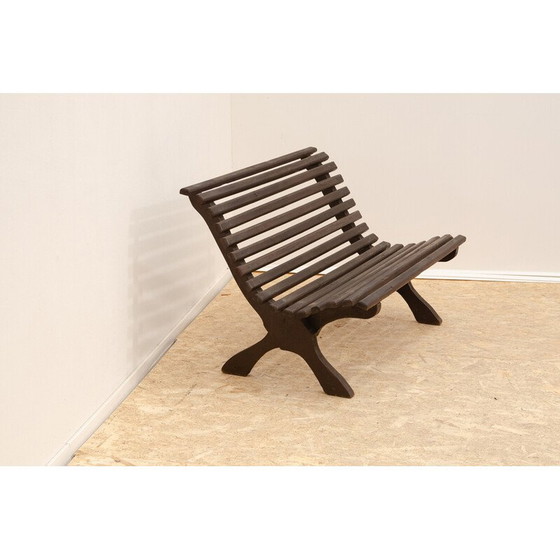 Image 1 of Banc de jardin vintage en pin teinté, Tchécoslovaquie 1980