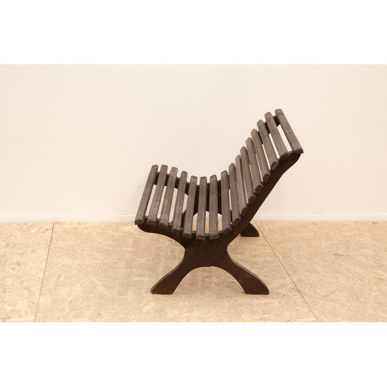 Image 1 of Banc de jardin vintage en pin teinté, Tchécoslovaquie 1980