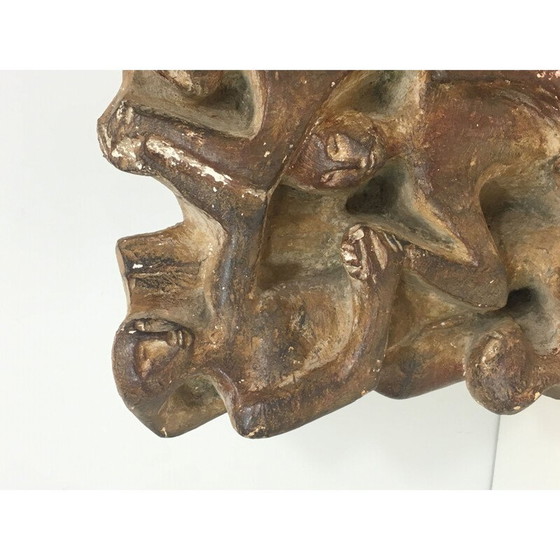 Image 1 of Sculpture en plâtre vintage d'un groupe de 3 personnages, 1950