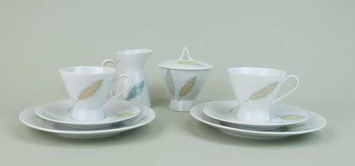 Set 8 pièces Mocha Rosenthal Form 2000 Raymond Loewy Decor Falling Leaves