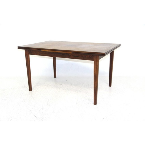 Table vintage en bois de rose avec plateaux rétractables