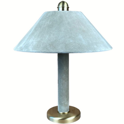 Lampe de table en cuir daim et laiton, 1970S