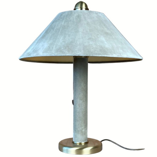 Lampe de table en cuir daim et laiton, 1970S