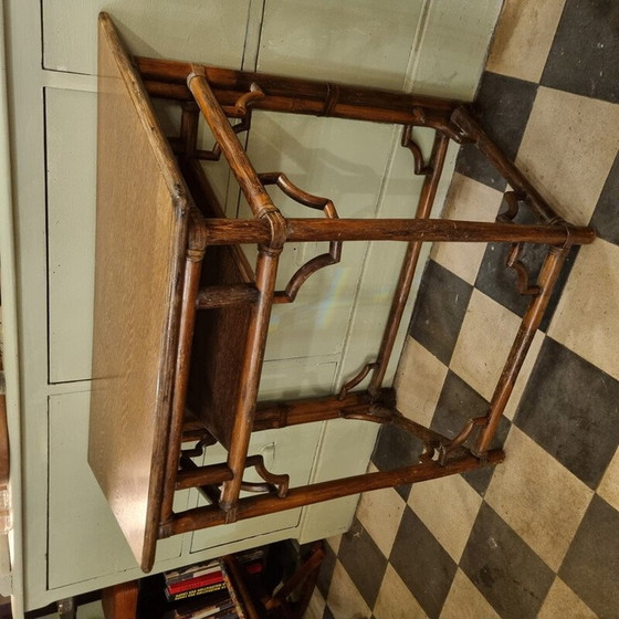 Image 1 of Console vintage en bambou et bois de chêne, 1920