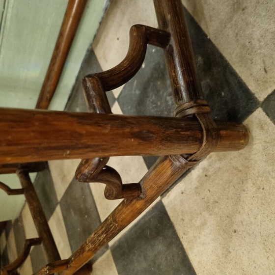 Image 1 of Console vintage en bambou et bois de chêne, 1920