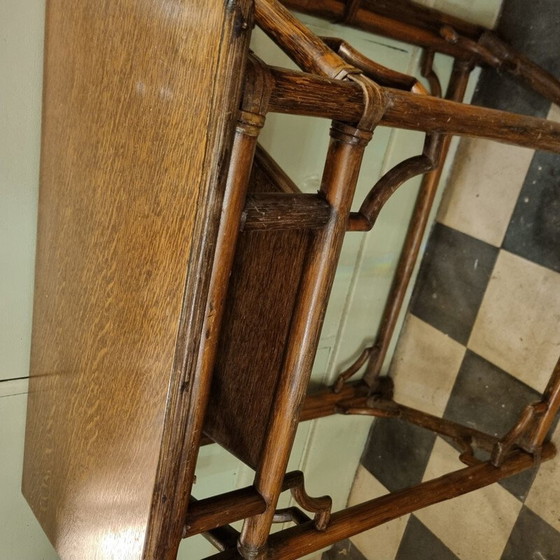 Image 1 of Console vintage en bambou et bois de chêne, 1920