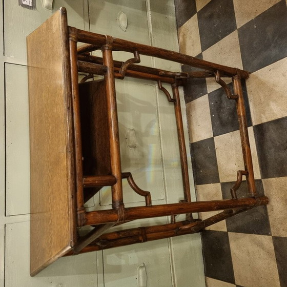 Image 1 of Console vintage en bambou et bois de chêne, 1920