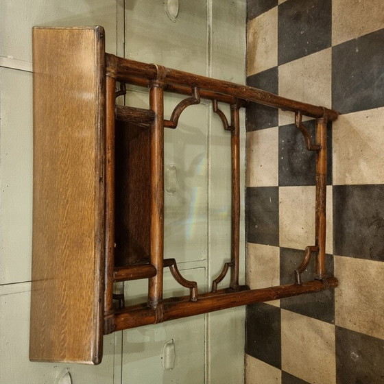 Image 1 of Console vintage en bambou et bois de chêne, 1920