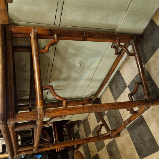 Image 1 of Console vintage en bambou et bois de chêne, 1920