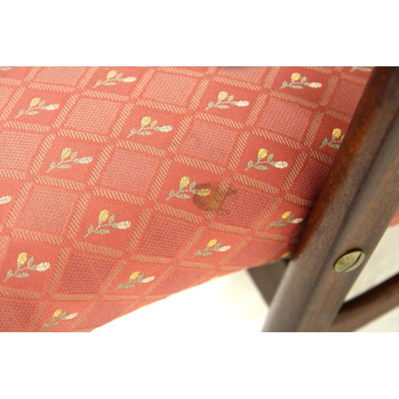 Image 1 of Fauteuil vintage avec repose-pieds en teck et tissu, Suède, années 1960