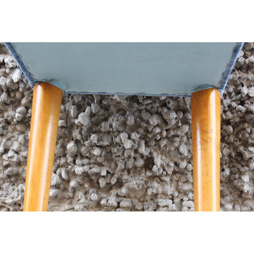 Banc vintage en bois et velours, Italie 1950