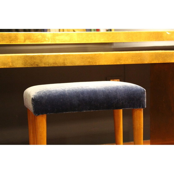 Image 1 of Banc vintage en bois et velours, Italie 1950