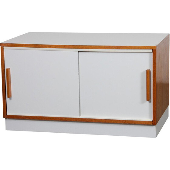 Image 1 of Commode vintage en bois et formica avec 2 portes coulissantes, 1970