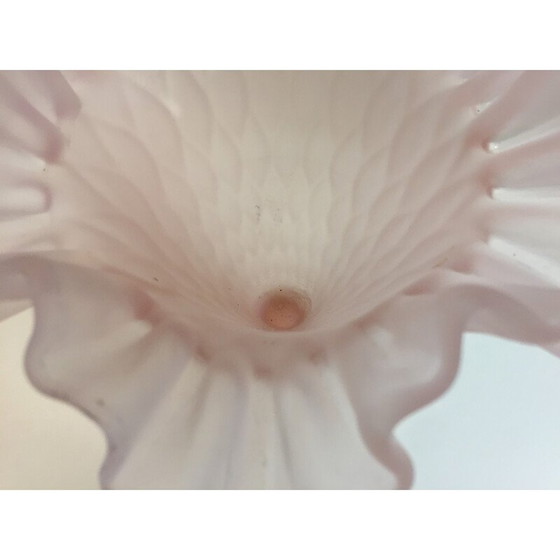 Image 1 of Vase vintage Corolle en verre rose givré, Italie 1980