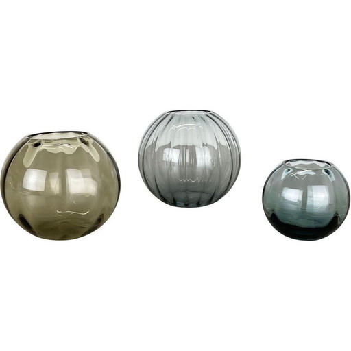 Ensemble de 3 vases vintage en turmaline par Wilhelm Wagenfeld pour Wmf, Allemagne années 1960