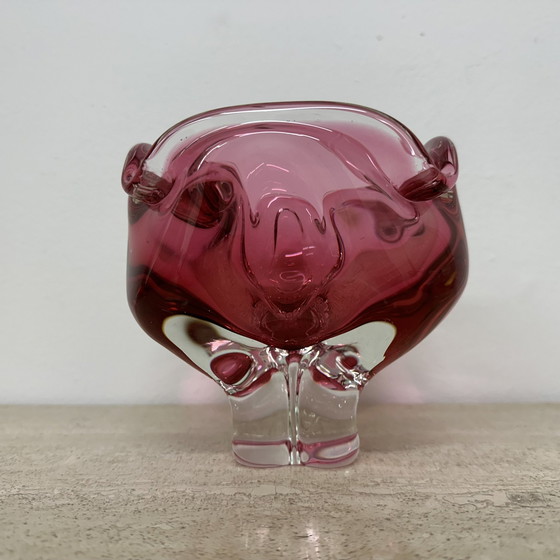 Image 1 of Mid Century Murano Glass Pink Bowl , 1970S