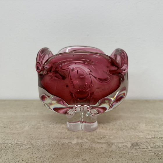 Image 1 of Mid Century Murano Glass Pink Bowl , 1970S