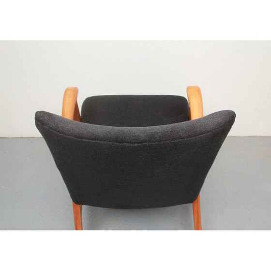 Image 1 of Fauteuil vintage en cerisier et velours, 1950