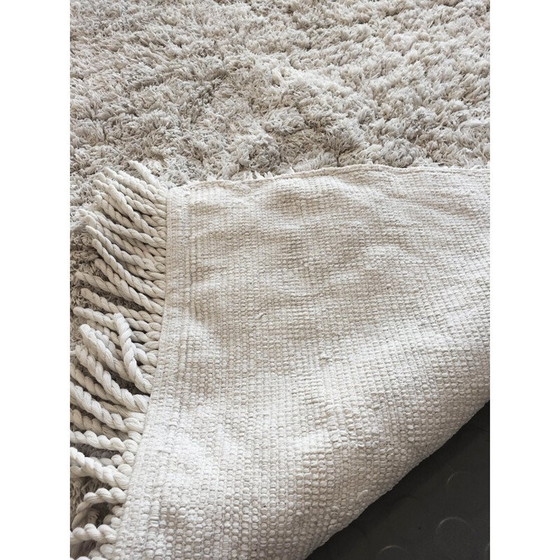 Image 1 of Tapis scandinave vintage en coton blanc, 1970