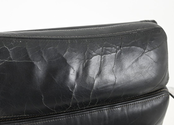 Image 1 of  Chaise en cuir noir à coussin souple par Charles et Ray Eames pour Herman Miller, 1970S